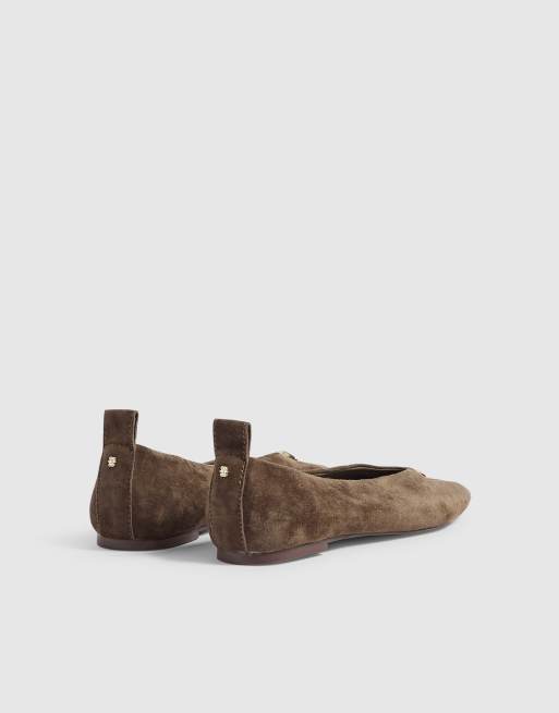 River Island Suede pointed toe ballet shoes in beige, 4 of 4
