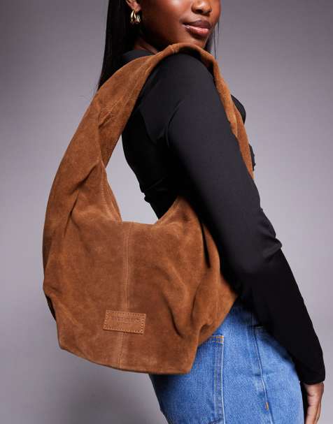 River Island suede shoulder bag in brown - view 1