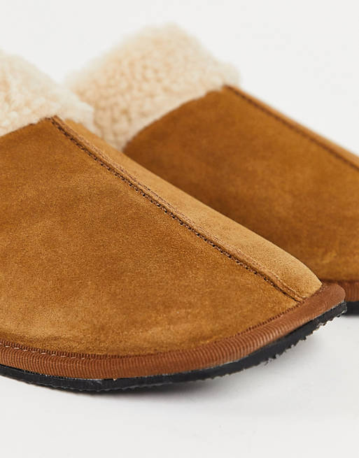 Men River Island suede slipper in brown 