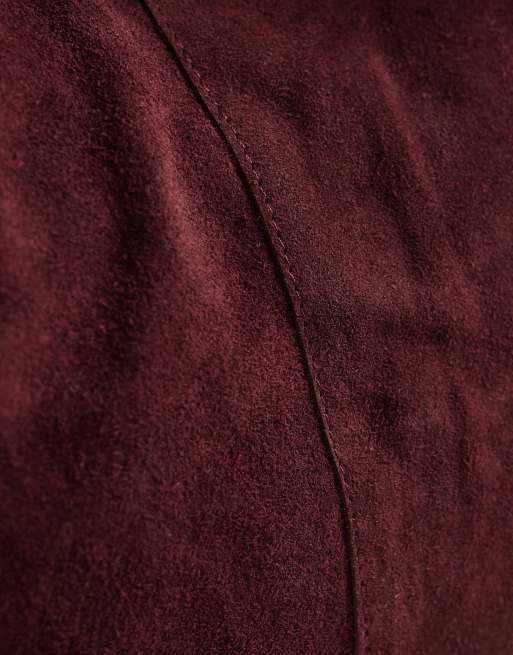 River Island suede slouch bag in burgundy, 4 of 4