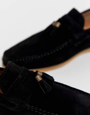 river island black suede loafers