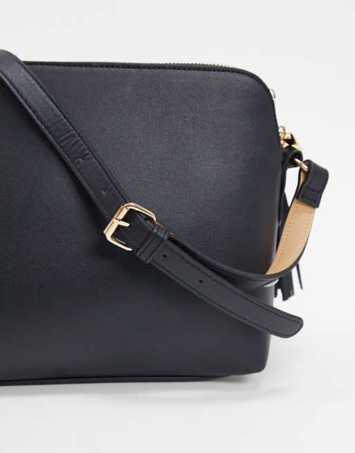 River Island suede cross body bag in black