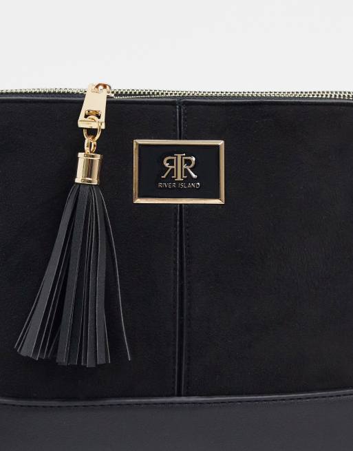 River island black tassel trim taylor bag new arrivals