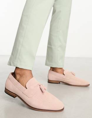 River Island suede tassle loafer in light pink