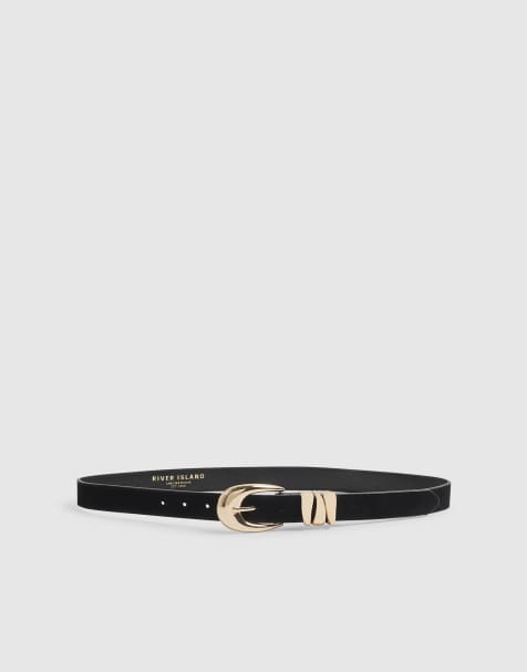 River Island Suede triple keeper belt in black - view 1