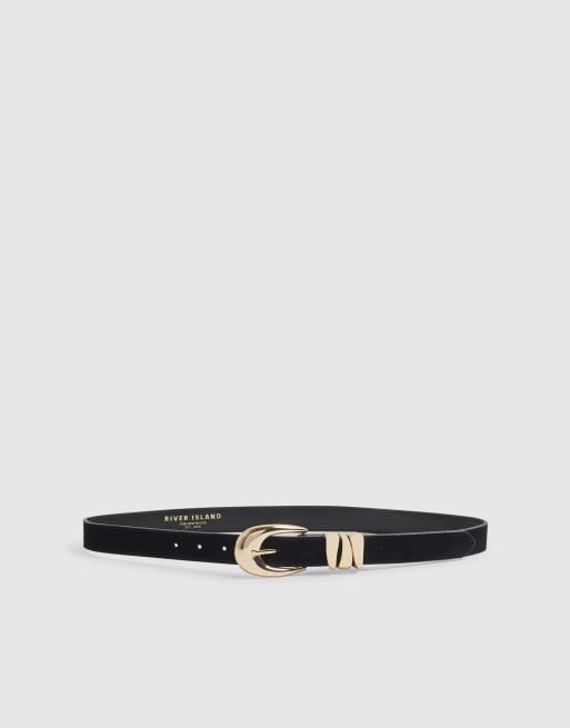 River Island Suede triple keeper belt in black, 3 of 3