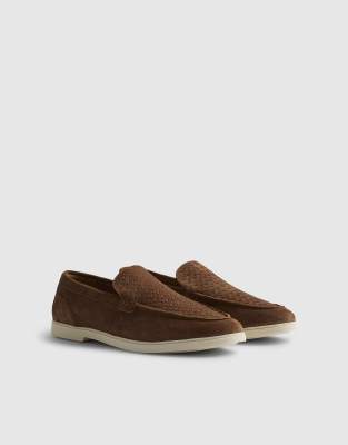  Suede woven loafer in tan
