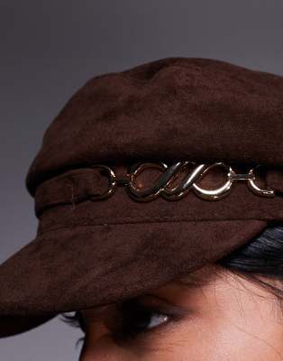 River Island Suedette Baker Boy Hat In Brown