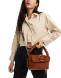 River Island suedette buckle shoulder bag in brown