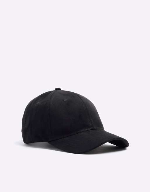 River Island Suedette cap in black