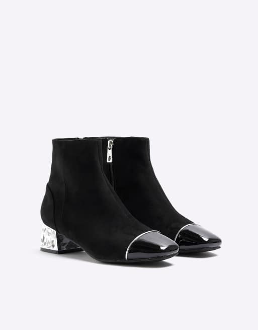 Black ankle shop boots with diamonds