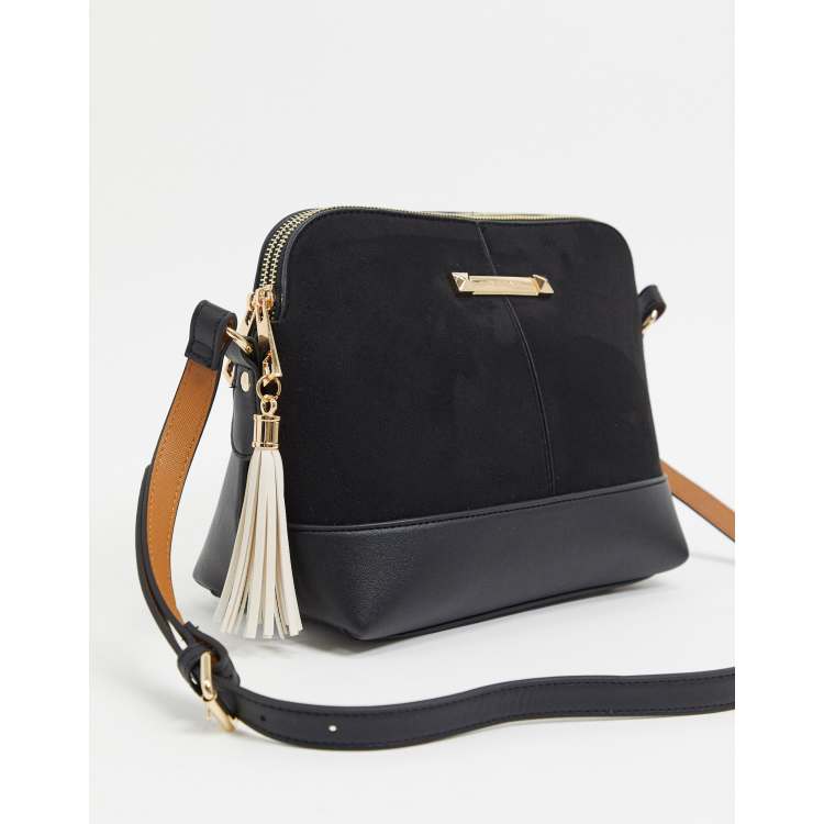 River Island Black triple compartment cross body bag ($72) ❤ liked on  Polyvore featuring bags, handbags, shoulder bags,…