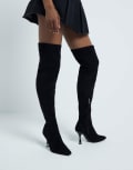 River Island suedette heeled boots in black