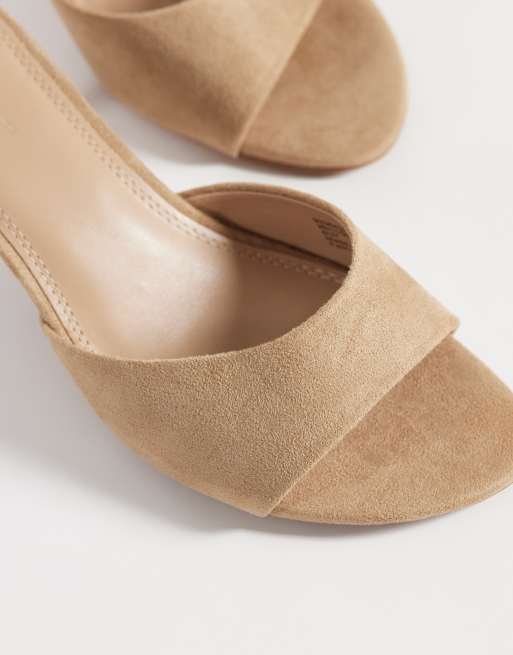 River Island suedette mule heeled sandals in beige, 4 of 4