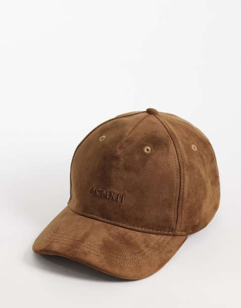 River Island suedette numeral detail cap in tan - view 1