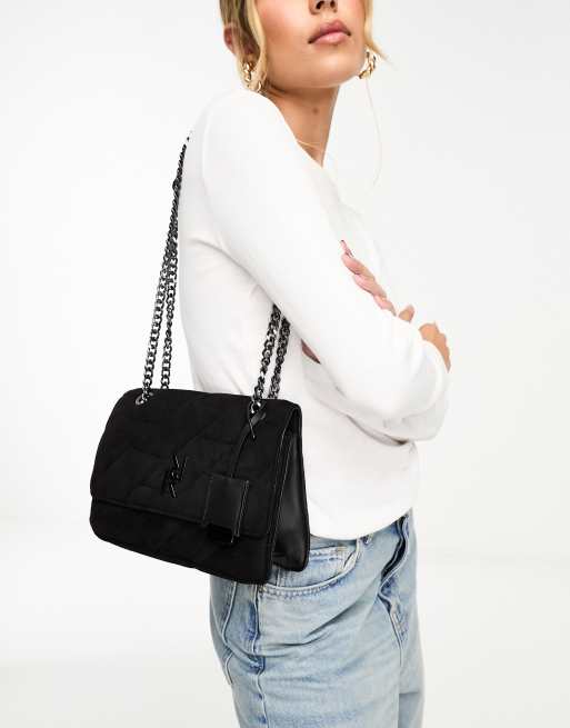 River Island suedette shoulder bag in black