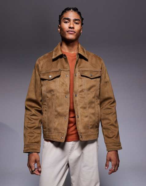 River Island suedette western jacket in tan - view 1