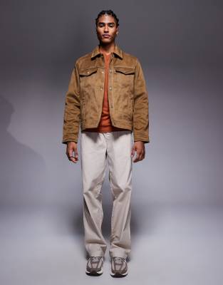 River Island Suedette Western Jacket In Brown