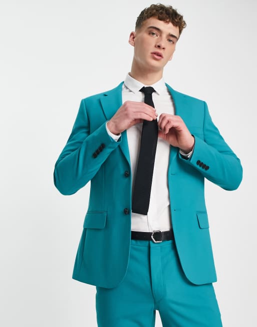 Teal suit 2024 jacket mens