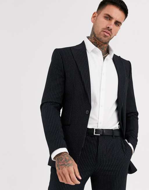 River Island pinstripe suit set in navy