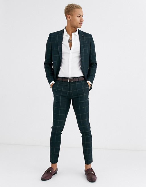 River Island suit jacket in green check | ASOS