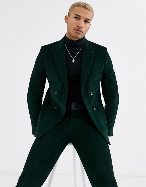 River Island suit jacket in green cord