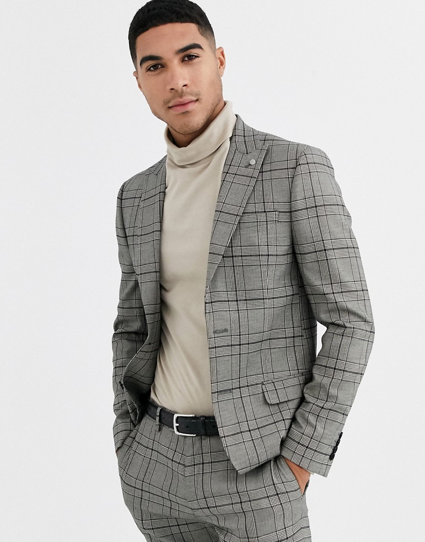 River Island suit jacket in grey check