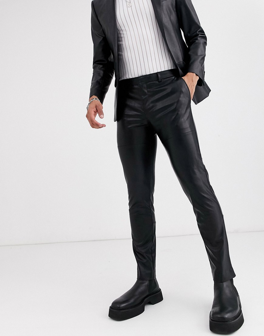 River Island suit trousers in black faux leather