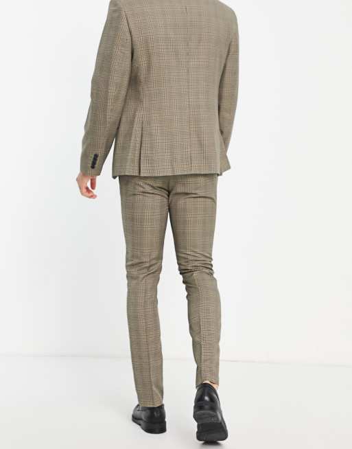 River Island suit trousers in brown check