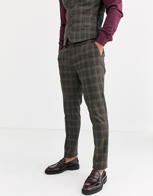River Island suit trousers in brown heritage check