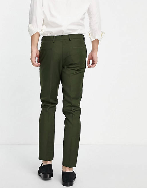 Men River Island suit trousers in green 