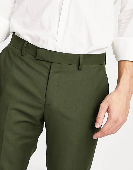 Men River Island suit trousers in green 