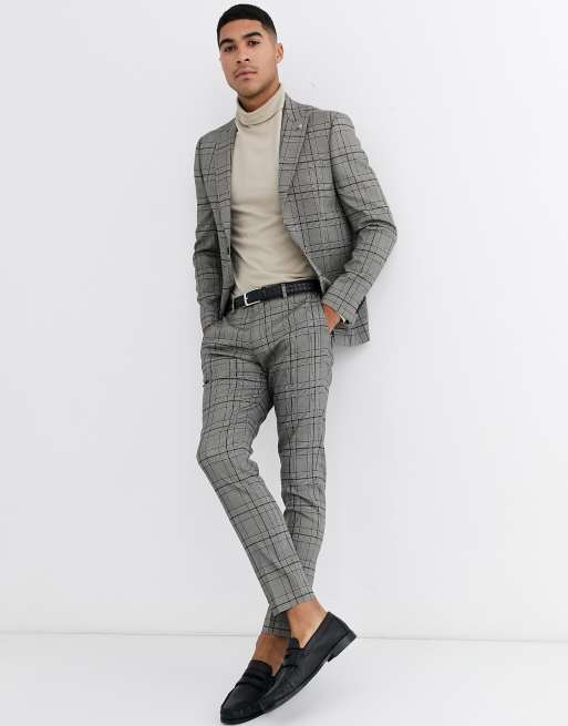 River Island suit trousers in grey check | ASOS