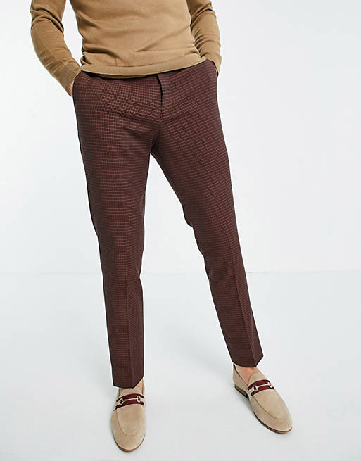 River Island suit trousers in orange grid check