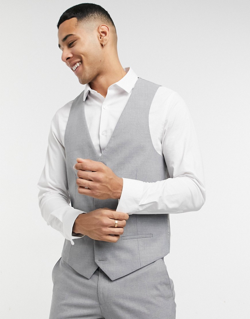 River Island suit vest in gray-Grey