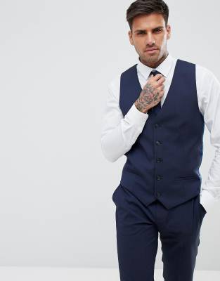 River Island suit waistcoat in dark blue-Navy Navy