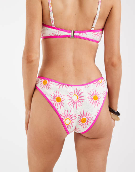 River Island sun print bikini brief in white, 4 of 4