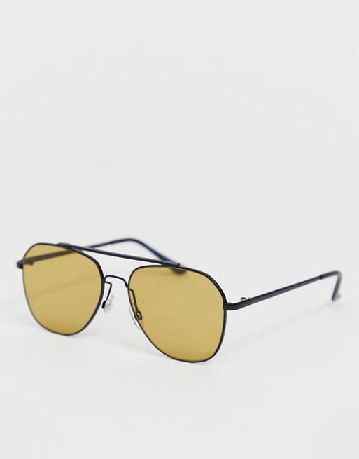 River Island sunglasses with yellow lens in black