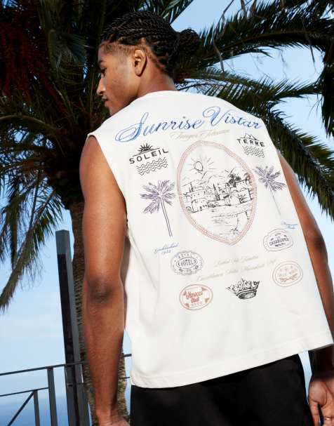 River Island sunrise vistar embroidered tank in white - view 1