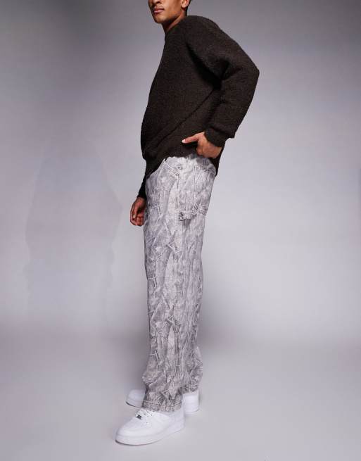 River Island super baggy camo printed jeans in brown, 2 of 5