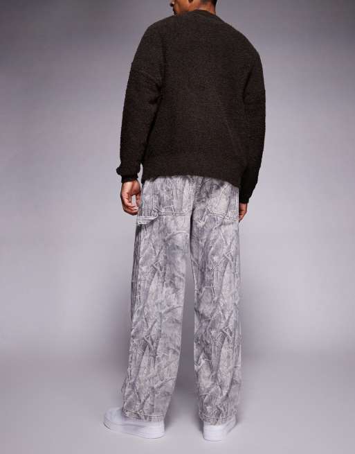 River Island super baggy camo printed jeans in brown, 3 of 5