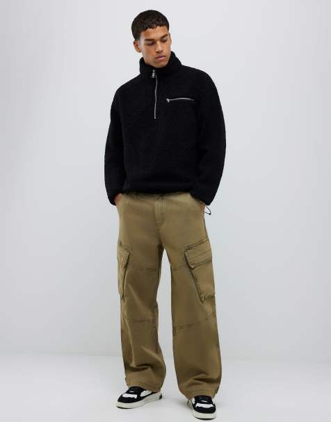 River Island Super baggy cargo trousers in khaki - view 1