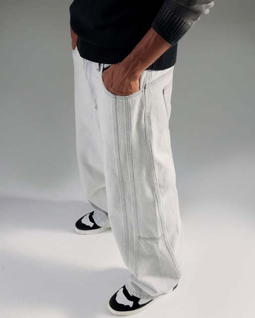 River Island Super baggy jeans in grey - light