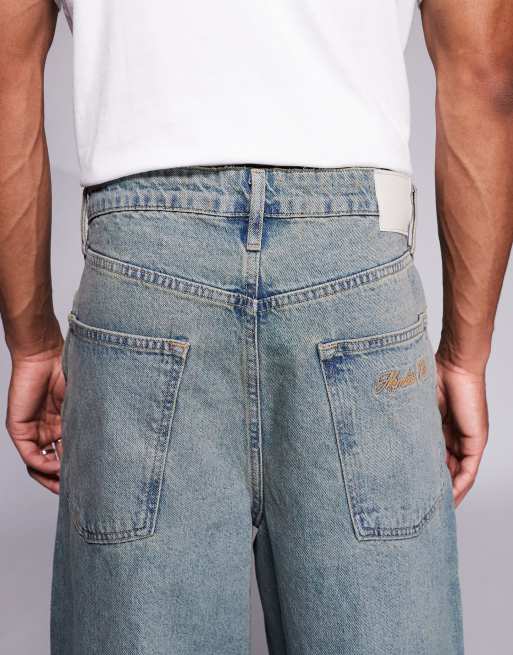 River Island super baggy jeans in lightwash blue