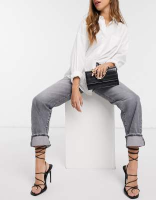 super high waisted straight leg jeans