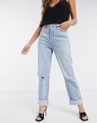 light blue ripped jeans high waisted