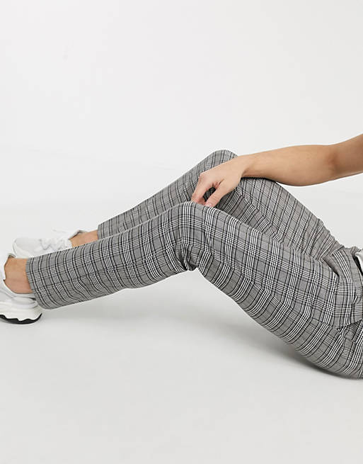  River Island super skinny checked trousers in grey 