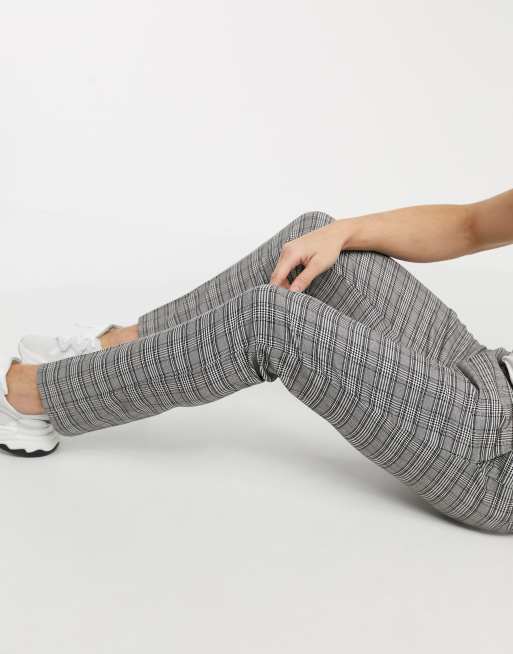 Ladies grey best sale check trousers