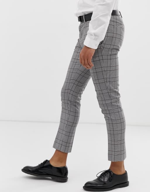 Grey check ultra clearance skinny crop fit trousers