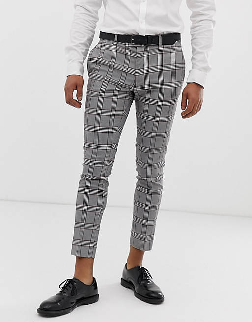 River Island super skinny cropped smart trousers in grey check
